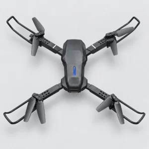 Black E88 folding drone with grey propellers and protective guards
